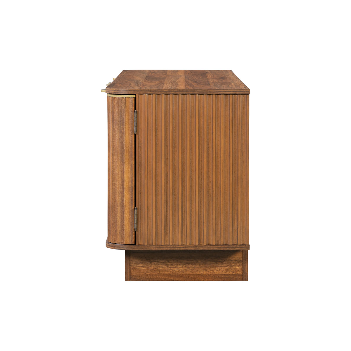 VIBE HAUS Mid-Century Modern TV Stand for 70 Inch TV, Fluted Wood Media Console with Adjustable Shelves and Cable Holes, Entertainment Center with Storage Cabinets, FarmhouseTV Cabinet for Living Room