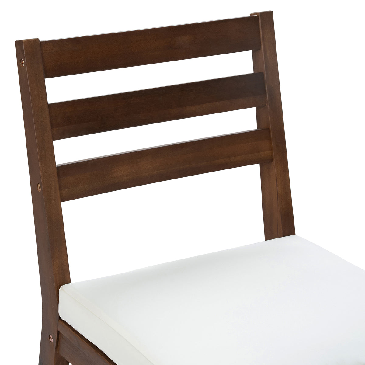 TREXM Rustic Patio Bar Set with Ergonomic Chairs, Solid Wood Slatted Tabletop in Mocha+Beige Cushion