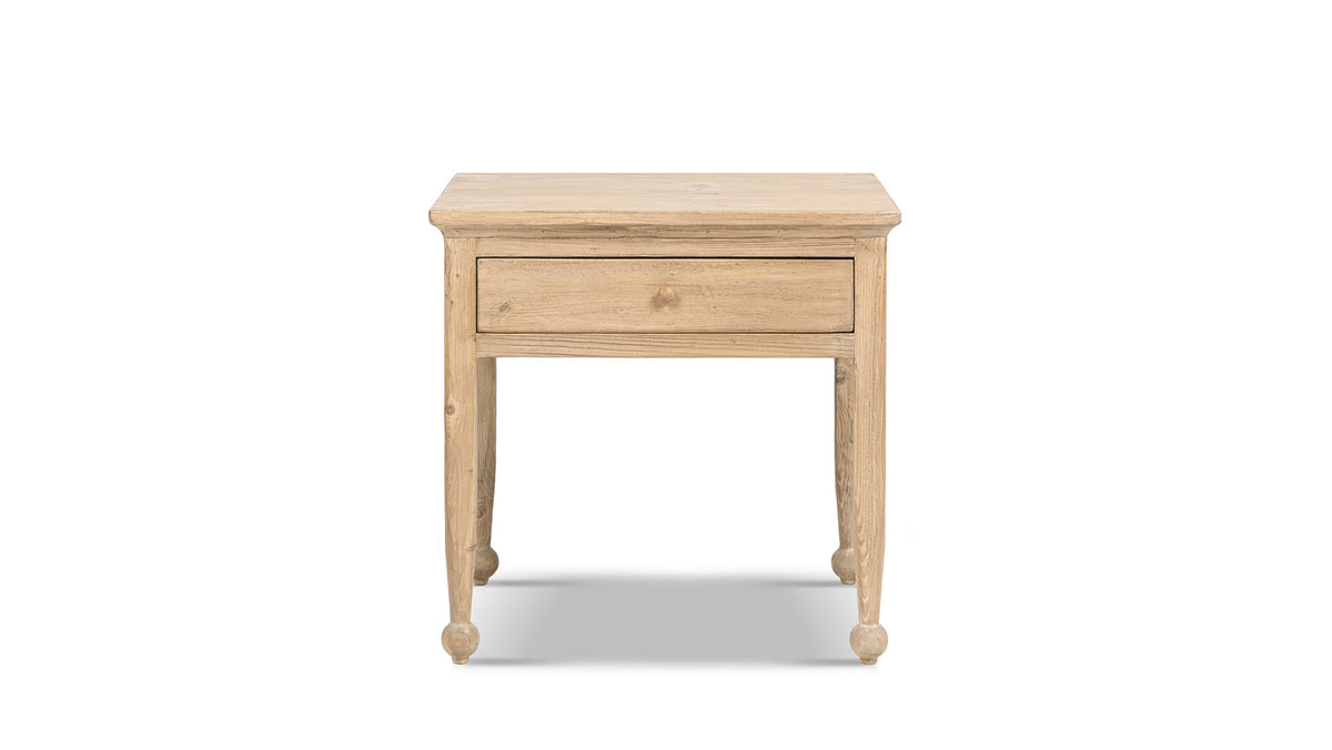 Balqis 26" Reclaimed Pine Wood Side Table, Heritage Light Natural Brown