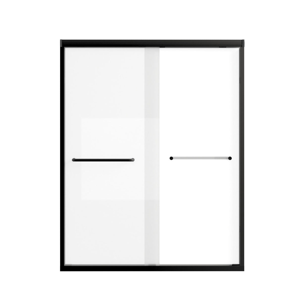 Modern Matte Black Aluminum Frame Double Sliding Shower Door, 50-54' W × 72' H, 6mm Tempered Glass with Explosion Proof Film, Stainless Steel Handle