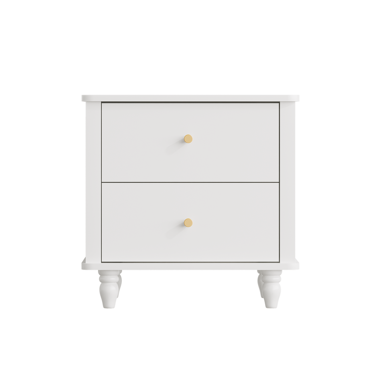 Modern 2-Drawer Nightstand, MDF Wooden Bedside Table with Round Knobs, Small Bedside Cabinet End Table for Bedroom, Living Room, Kids Room, White
