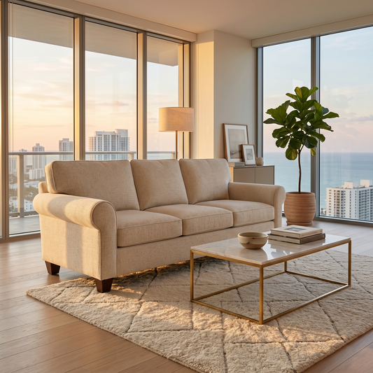 Augusta Sofa – Made in USA, Custom Fabric Options, Classic Sofa Wholesale Furniture - Catalina Ivory - Fabric