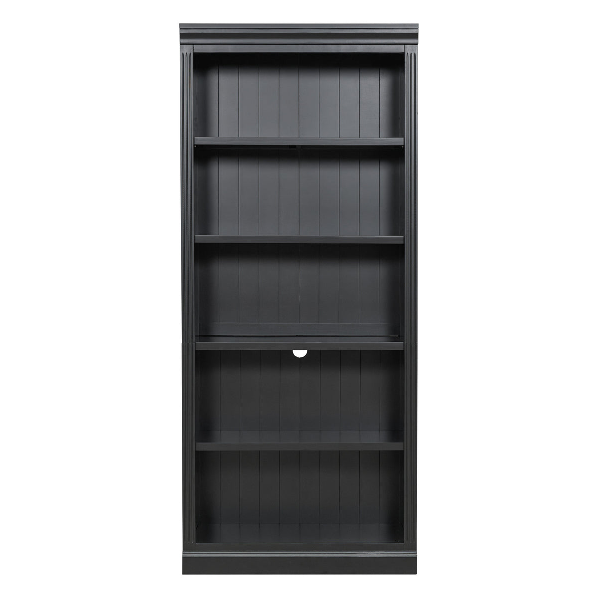 83.4' Tall Wood Bookcase with light strip,5-Tier Decor Bookshelves with Adjustable Shelves,Storage Organizer for CDs/Books/Movies,Free Standing Storage Shelves for Living Room,Home Office,Black