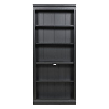 83.4' Tall Wood Bookcase with light strip,5-Tier Decor Bookshelves with Adjustable Shelves,Storage Organizer for CDs/Books/Movies,Free Standing Storage Shelves for Living Room,Home Office,Black