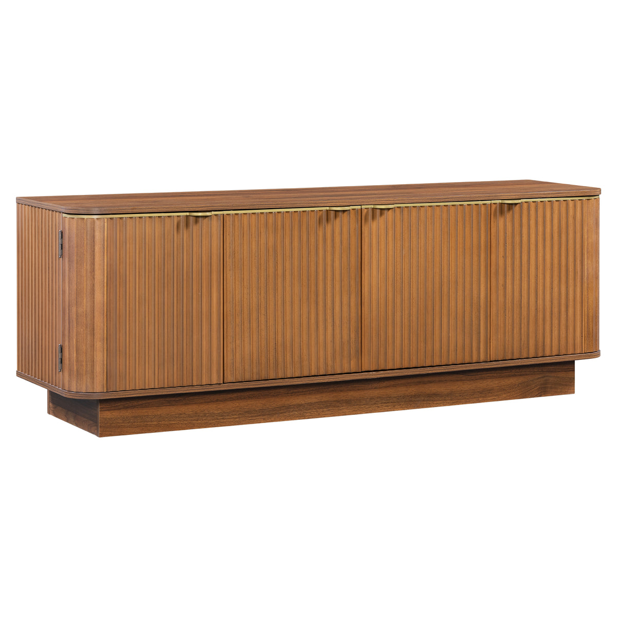 VIBE HAUS Mid-Century Modern TV Stand for 70 Inch TV, Fluted Wood Media Console with Adjustable Shelves and Cable Holes, Entertainment Center with Storage Cabinets, FarmhouseTV Cabinet for Living Room
