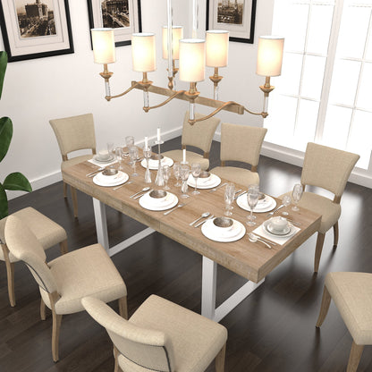 Extendable Dining Room Table for 6 8 10, Modern Farmhouse Wooden Kitchen Expanding Table, Long Large Expandable Dining Room Conference Table