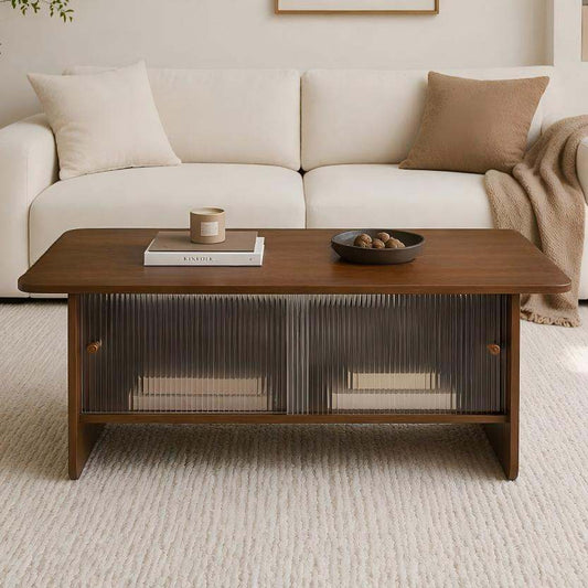 47-inch rectangular modern minimalist coffee table with a storage cabinet featuring glass sliding doors, suitable for living rooms, bedrooms and offices, easy to assemble, brown
W3935P408518/D25001Z