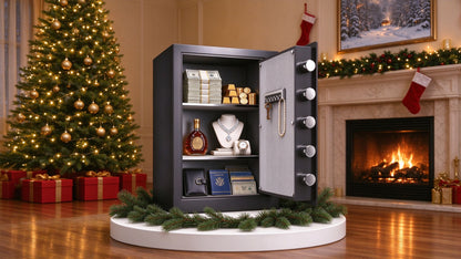 Steel Safe Security Cabinet, Fingerprint & Digital Password Unlock, with Alarm & Silent Mode, for Home, Hotel, Office, Supermarket Use, Black