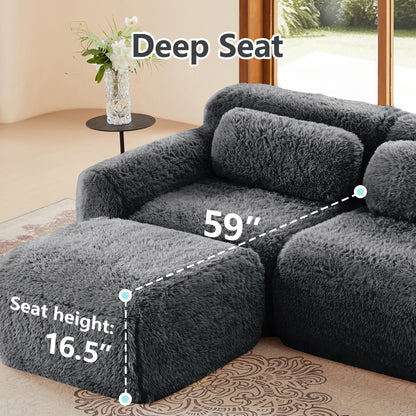 U-shaped Boneless Sofa 32D High Density Sponge Bottom Anti-Slip Design No Assembly Required Ergonomic Design Free Combination Full-compression Vacuum Packaging For Living Rooms,Studies,Dark Grey