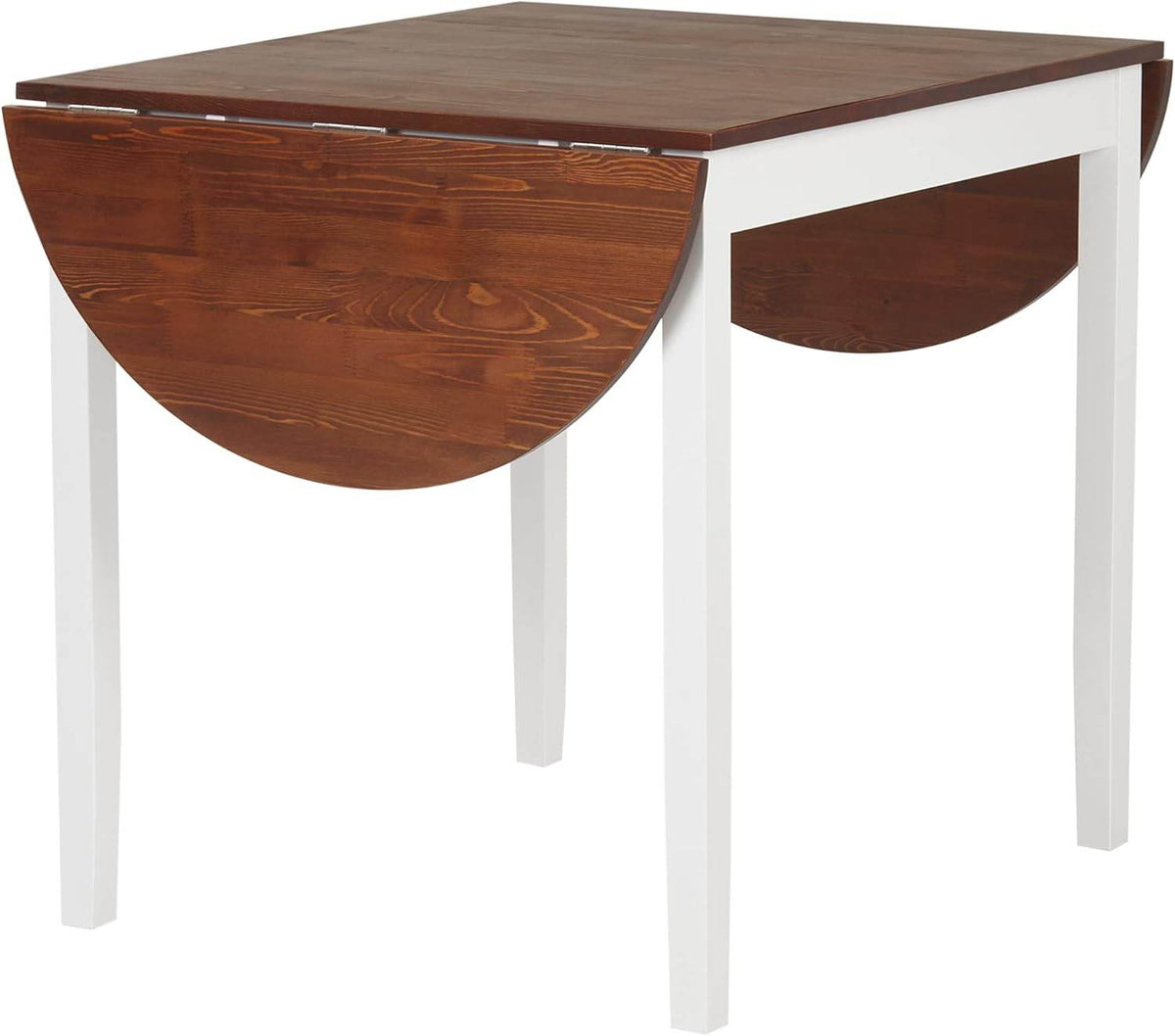 DFW Solid Wood Folding Dining Table, Drop Leaf Kichen Dining Room Desk for Small Spaces, Small Kitchen, Expandable Folding Round Table for Home, Apartment,Office, Brown