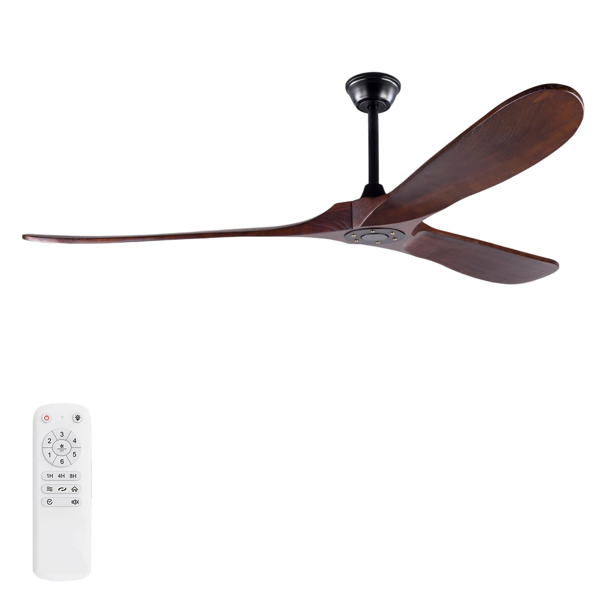 72 Inch Ceiling Fan with 3 Solid Wood Blades, Reversible Quiet DC Motor, Remote Control, Modern Farmhouse Ceiling Fan for Large Living Room Villa Indoor