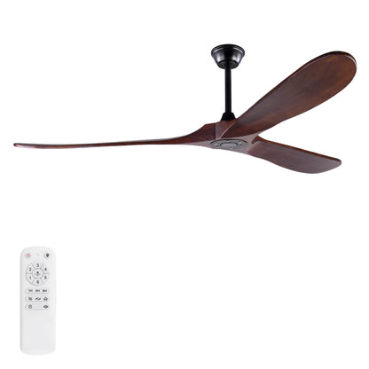 72 Inch Ceiling Fan with 3 Solid Wood Blades, Reversible Quiet DC Motor, Remote Control, Modern Farmhouse Ceiling Fan for Large Living Room Villa Indoor