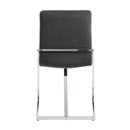 Zlatan Gray Velvet & Chrome Finish Side Chair (Set of 2)