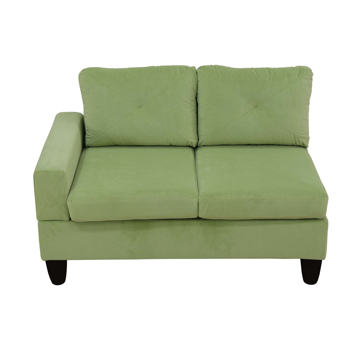 95.5 x 75 Inches Width Apple Green Modular L-Shaped Sectional Sofa 6-Seater 4-Piece Massa Flannel  Fabric Couch with Chaise