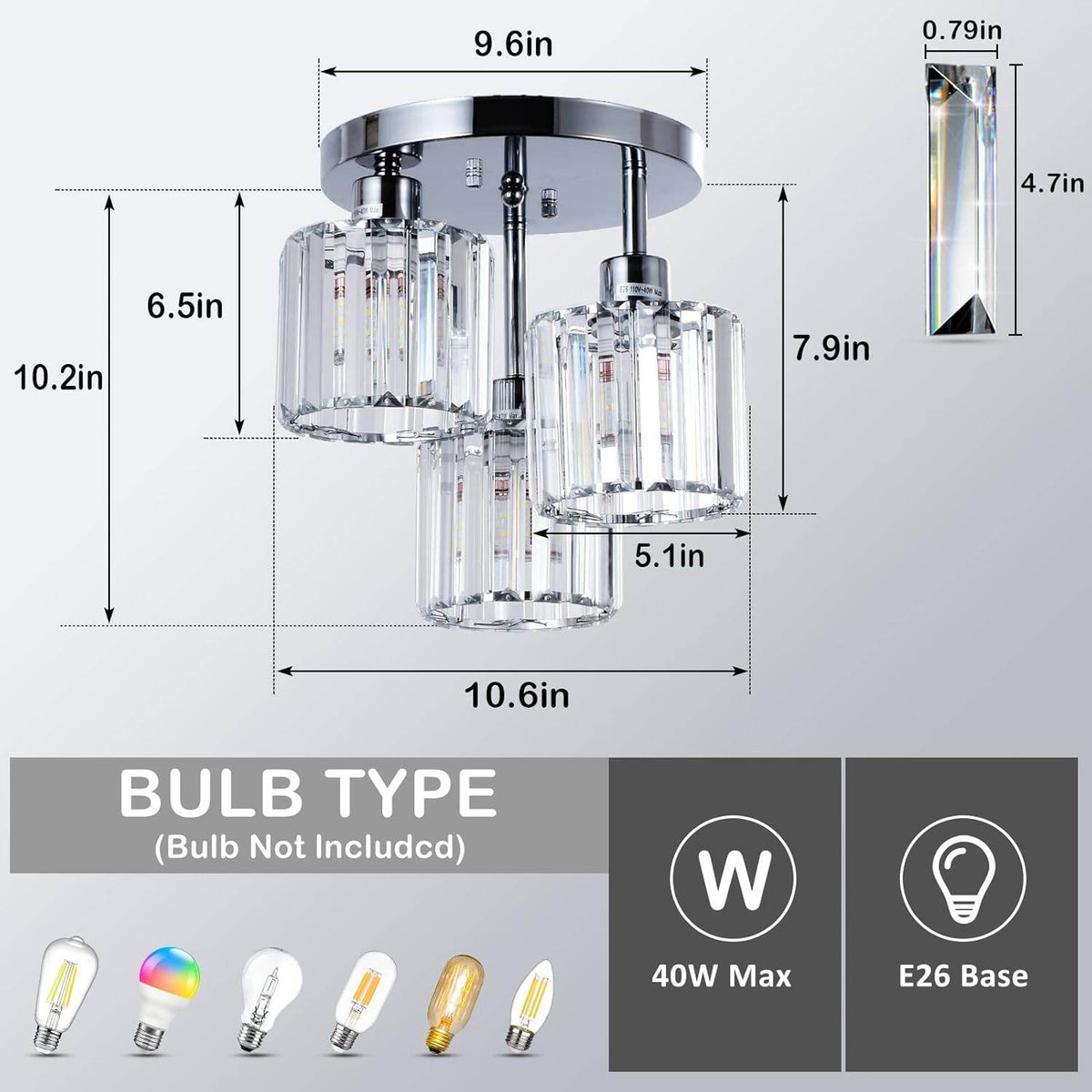 Semi Flush Mount Ceiling, 3-Light Kitchen Mount