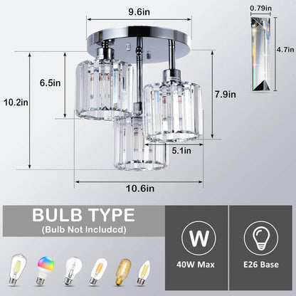 Semi Flush Mount Ceiling, 3-Light Kitchen Mount
