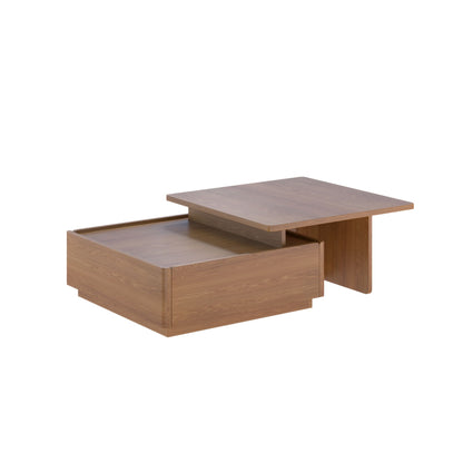Luxury Walnut Wood Square Coffee Table with Large Hidden Storage, Expandable Tabletop Center Table for Living Room, Modern Accent Table with Drawers (59" Walnut Coffee Table)
