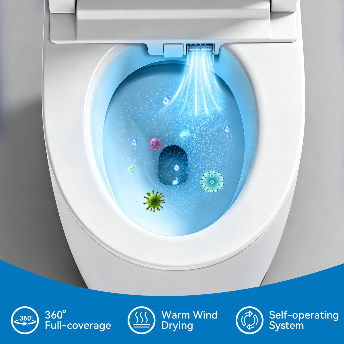 Smart Toilets with Heated Bidet Seat.Portable toilet with bidet built.Intelligent Toilet Auto Open/Close Seat. Bidet toilet with Dryer and Warm Water