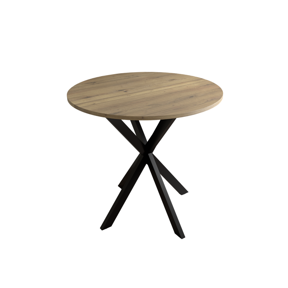 31.5 Inch Round Dining Table, Small Circle Kitchen Table with Metal Black Legs for 2-4 people, Modern Dining Room Table, Brown (only table) – 0.7Inch