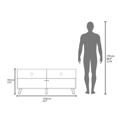 FM FURNITURE Black City Tv Stand 60" with Open Storage and 1 Door, Wengue