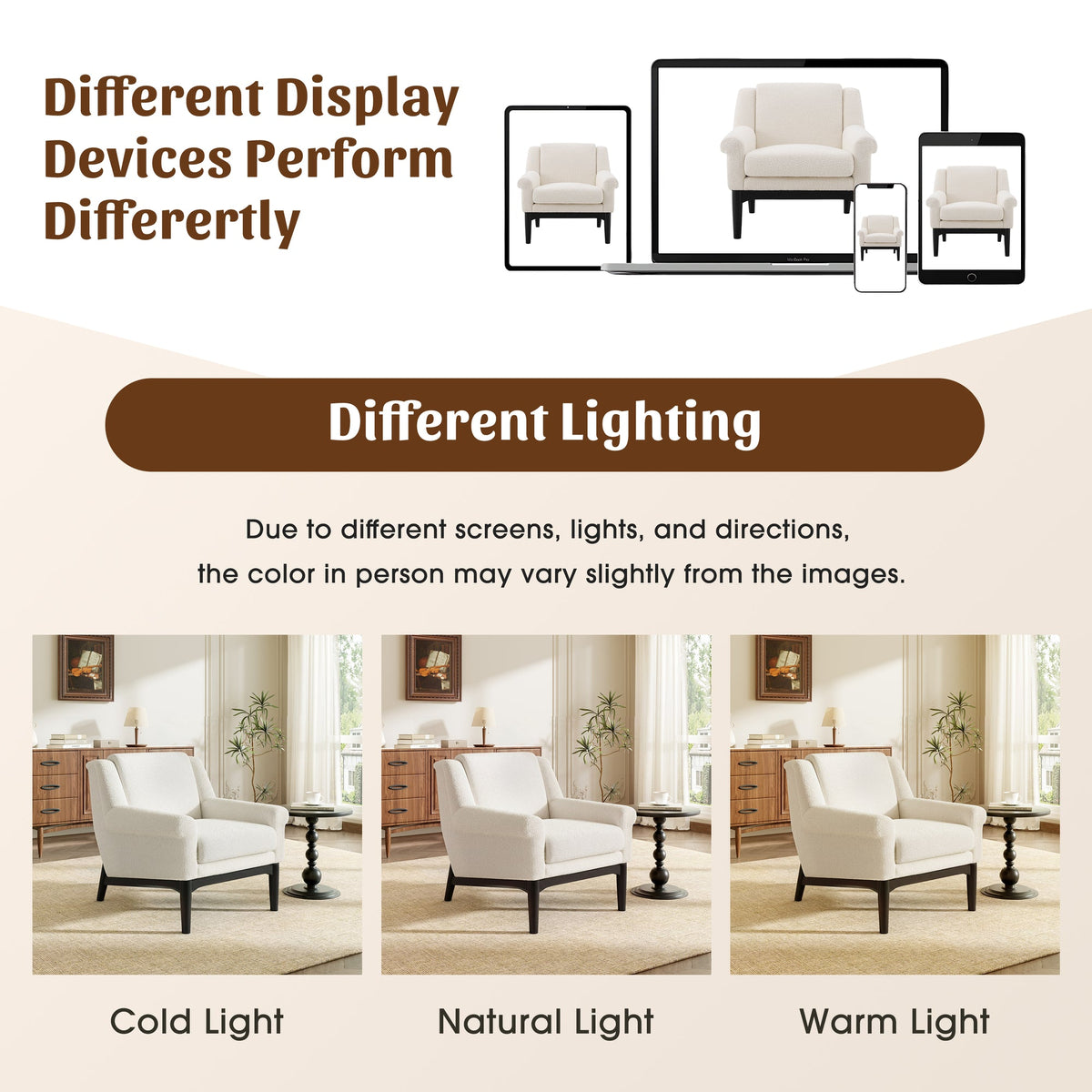 Modern Accent Chair with Flared Arms, Upholstered Lounge Chair, Mid-Century Modern Armchair with Solid Wood Legs, Ergonomic Reading Chair