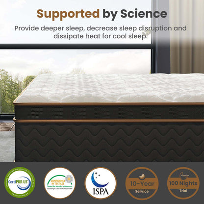 Twin Mattress, 10 Inch Plush Hybrid Mattresses with Gel Memory Foam, Fiberglass-Free Mattress in a Box, Individual Pocket Spring-Motion Isolation-Edge Support, CertiPUR-US Certified