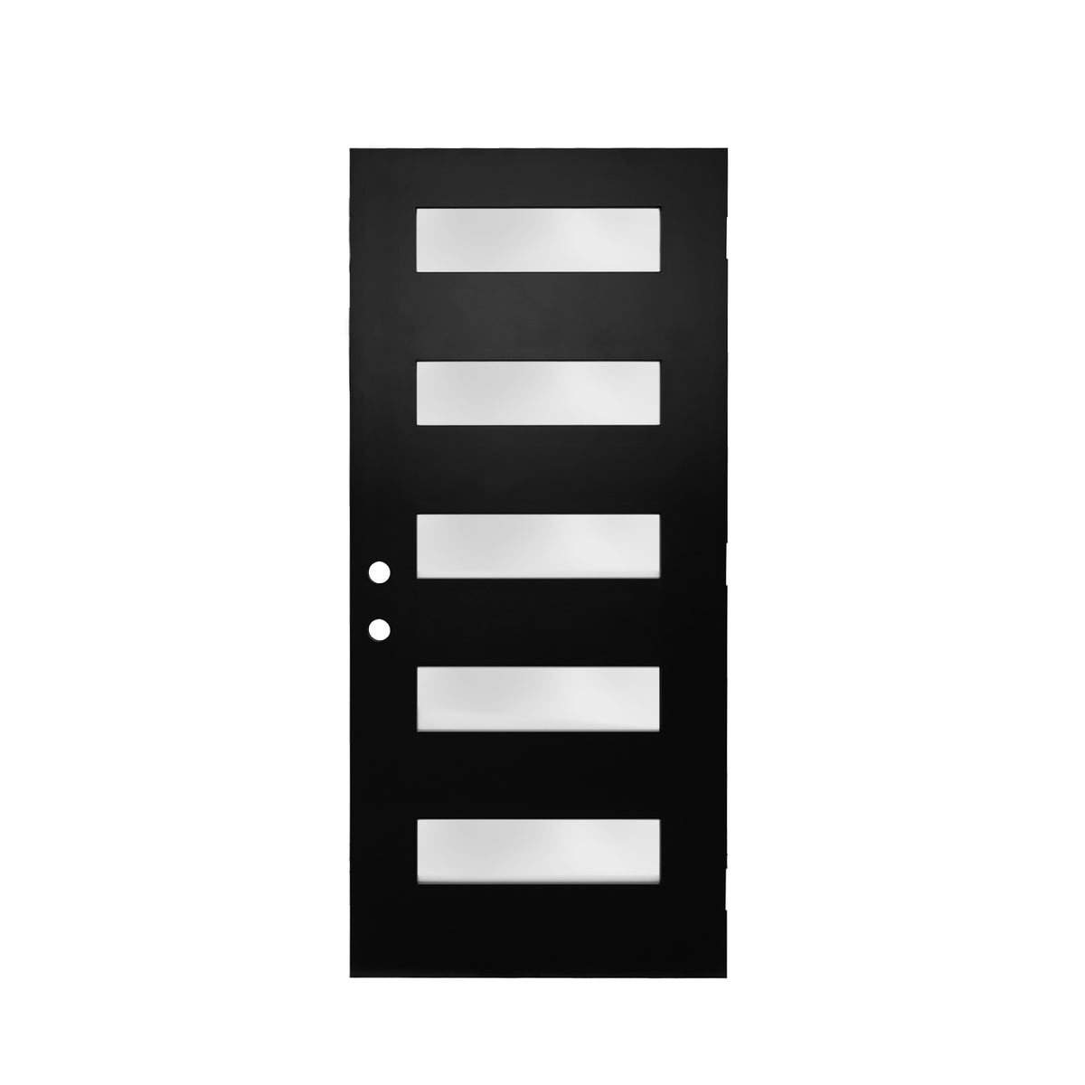 36"x80" Fiberglass Front Door with,Right-Hand Inswing Exterior Door with Brickmould,Contemporary minimalist brushed smooth skin with frosted glass for Home Entrance, Black Door slab only, no frame