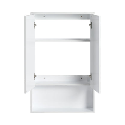 24" Bathroom Wall Cabinet, Soft Close Doors, Float Mounting Design,Glossy White,(KD-Packing)