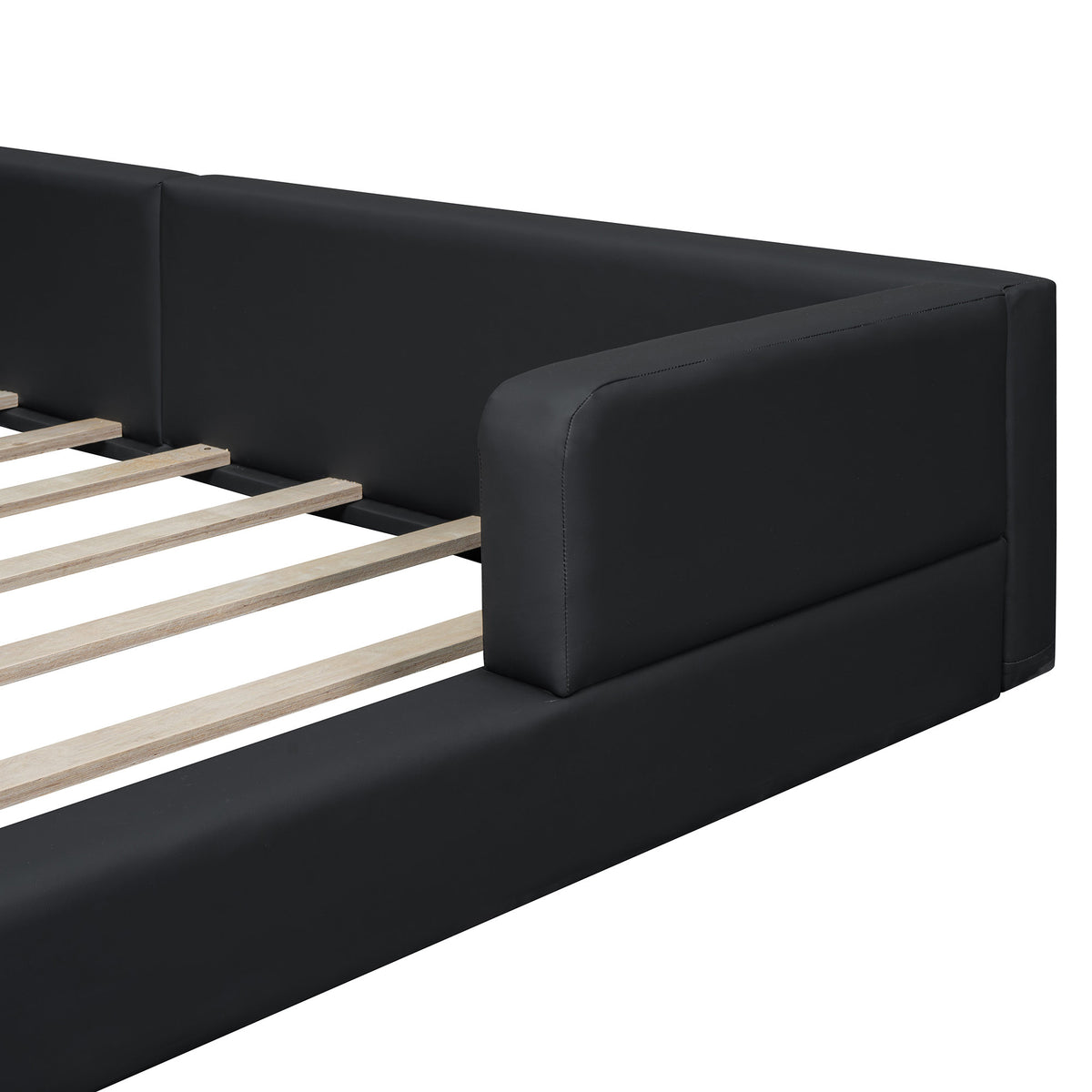 Queen Size Upholstered Platform Bed with 2 Reading Lights, Black