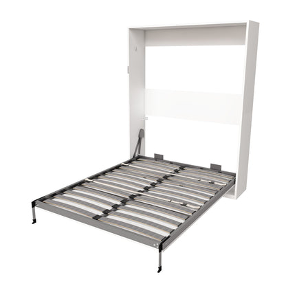 Queen Murphy bed, 65-inch foldable wall bed, with metal bed frame, solid wood support slats, concealed bed frame, with safety lock mechanism,suitable for bedrooms and guest rooms, white