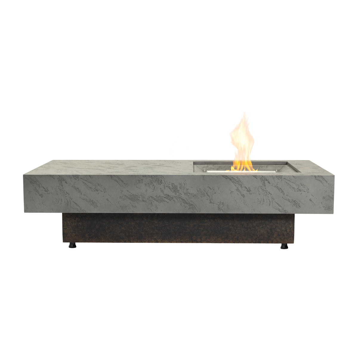 Rectangle Propane Fire Pit Table, Modern 2‑in‑1 Outdoor Firepit Table with 3‑Level Adjustable Height for Patio Backyard Gathering