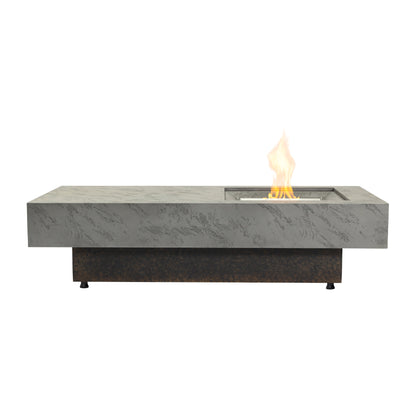 Rectangle Propane Fire Pit Table, Modern 2‑in‑1 Outdoor Firepit Table with 3‑Level Adjustable Height for Patio Backyard Gathering