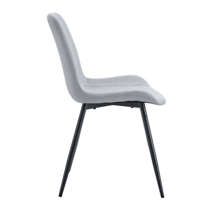 Comfortable Linen-Cotton Dining Chair Set - Four Pieces in Light Gray.Integrated Seat and Backrest, Linen-Cotton Material