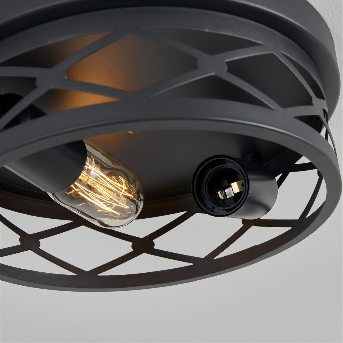 2 Pack 2-Light Matte Black Industrial Flush Mount Ceiling Light, Farmhouse Round Ceiling Lamp for Hallway Kitchen Entryway(No light bulb)