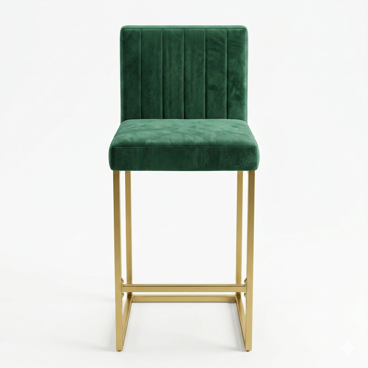25.6 Inch Counter Height Bar Stools Set of 2 with Velvet Cushion and Back Modern Bar Chairs for Kitchen Island Counter with Metal Leg for Restaurant Dining Room Office, Green and Gold