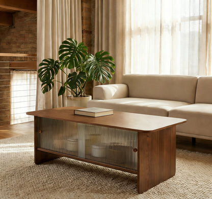 47-inch rectangular modern minimalist coffee table with a storage cabinet featuring glass sliding doors, suitable for living rooms, bedrooms and offices, easy to assemble, brown
W3935P408518/D25001Z