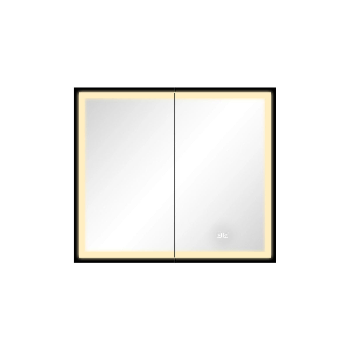 30*26 inch Black Metal Framed Wall mount LED Bathroom Medicine Cabinet with Mirror