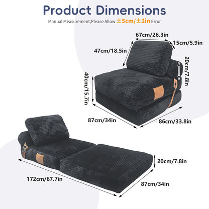 Lazy Sofa Bean Bag Chair,Folding Sofa Bed,Comfy Portable Convertible Fold Out Lounge Chairs for Living Room Bedroom.