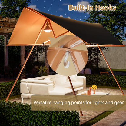 Hexagonal Shade Sail Canopy, Large 206'x118" UV Block Sun Shade with UPF 50+, Waterproof High-Density Polyester Fabric