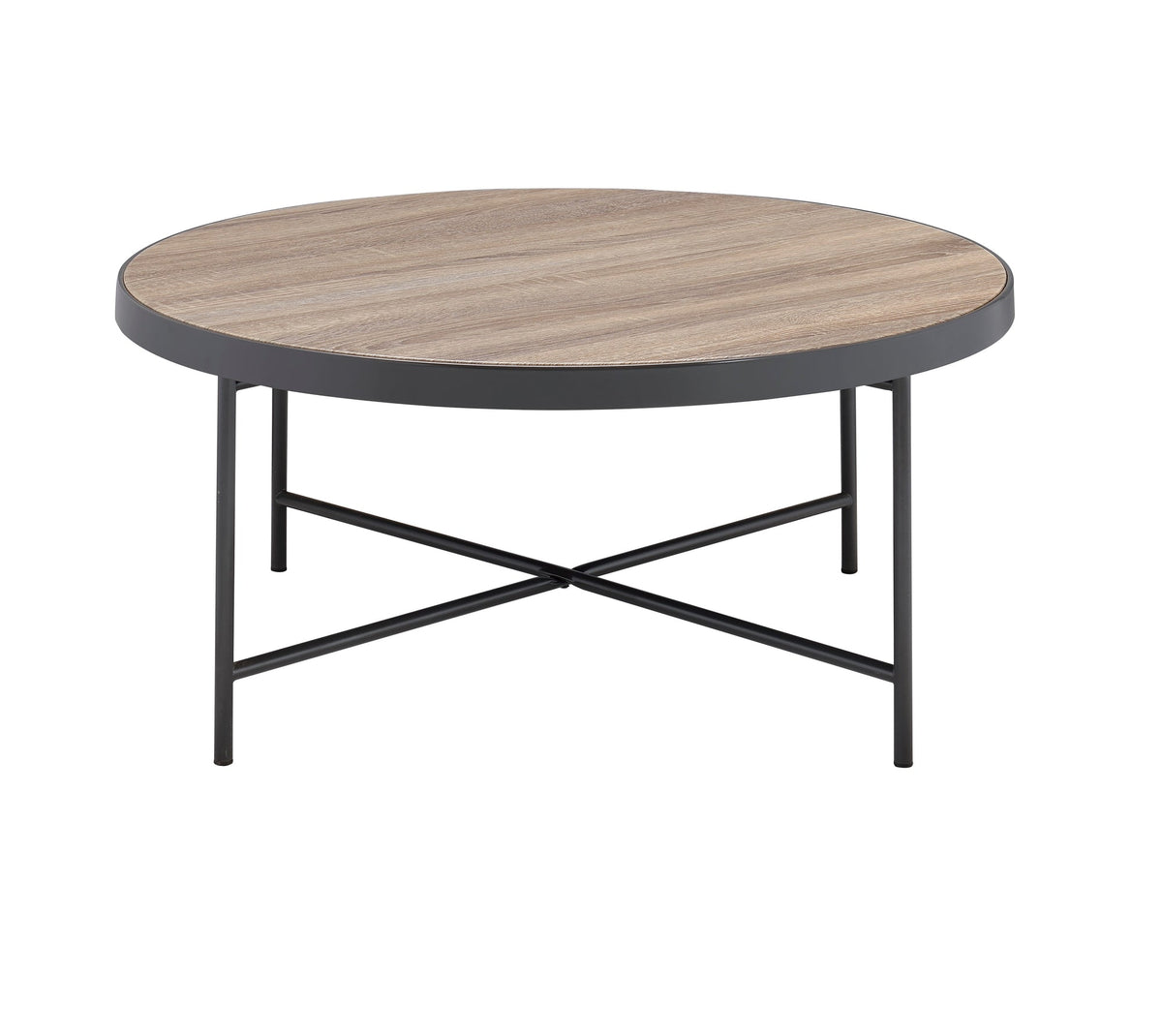 Bage Weathered Gray Oak & Metal Finish Coffee Table
