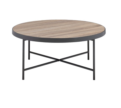 Bage Weathered Gray Oak & Metal Finish Coffee Table