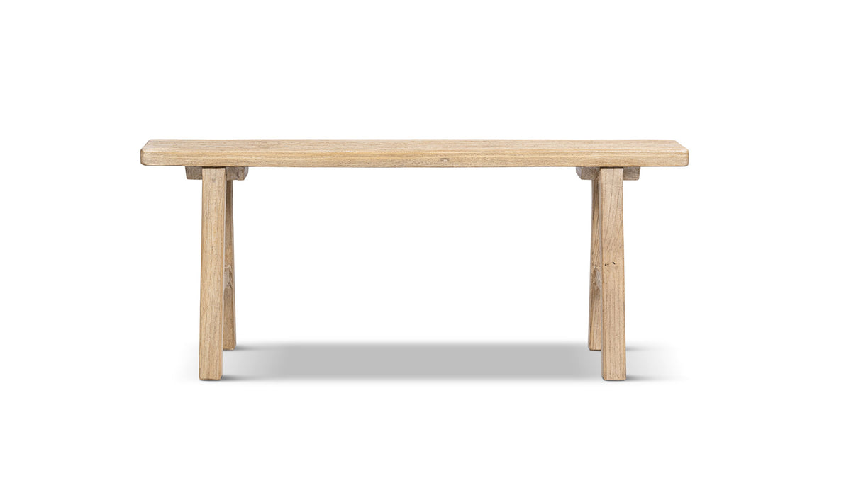 Linden 47" Solid Reclaimed Elm Wood Bench, Light Natural Brown