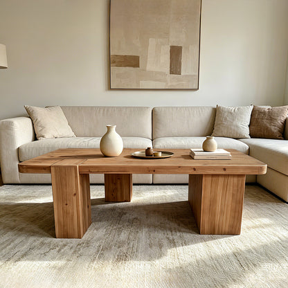 This coffee table with walnut color crafted from selected natural solid wood ,retaining natural wood grain,warm and rustic wood tones.