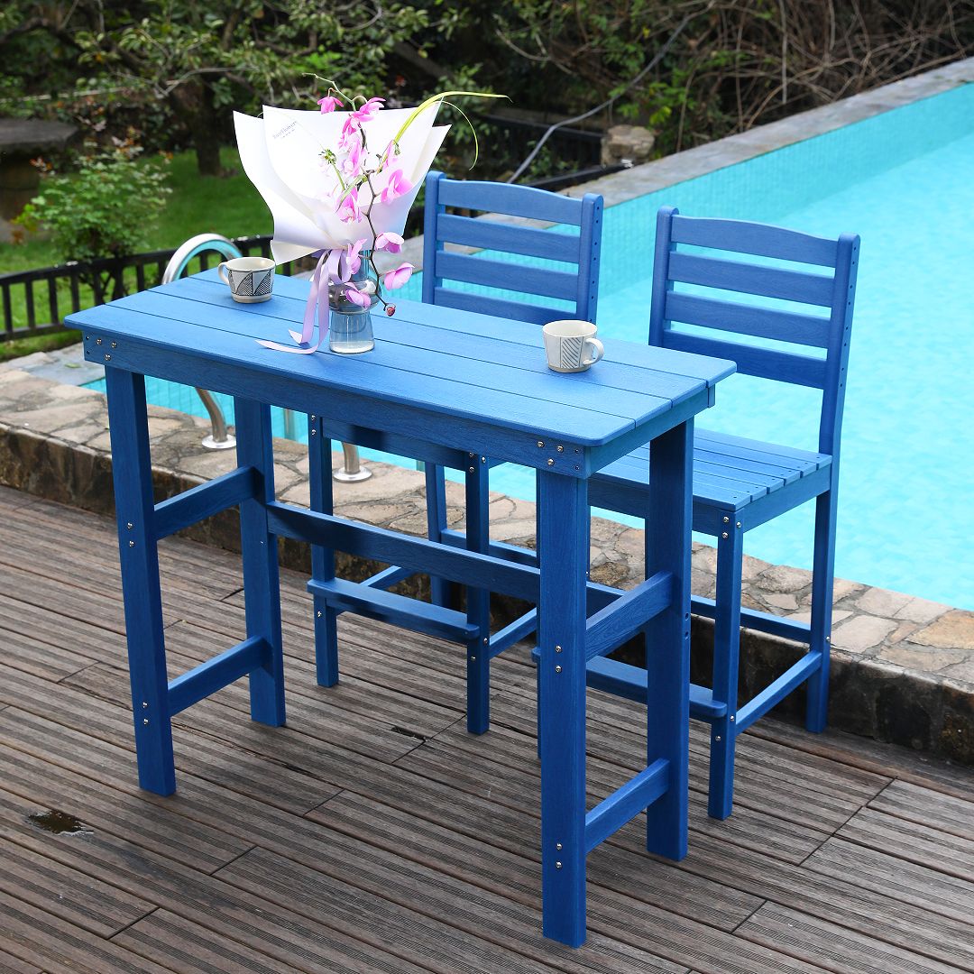 Outdoor Patio Bar Height Chair, All-Weather HDPE Tall Balcony Adirondack Stools for Bistro, Garden, Backyard, Deck