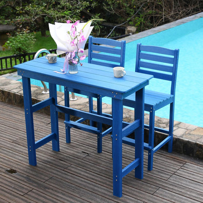 Outdoor Patio Bar Height Chair, All-Weather HDPE Tall Balcony Adirondack Stools for Bistro, Garden, Backyard, Deck