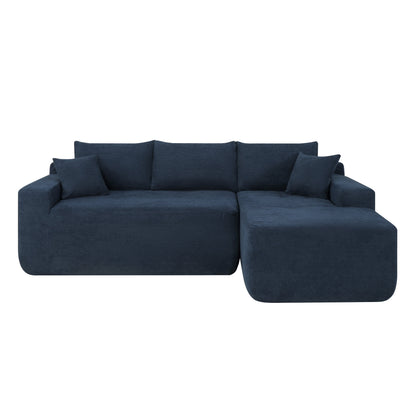 85' Cloud Sectional Couch with L-Shape Chaise,Modern Modular Sofa with Deep Seat, Upholstered Couches for Living Room Bedroom,No Assembly Required, (Cotton linen Fabric),Blue