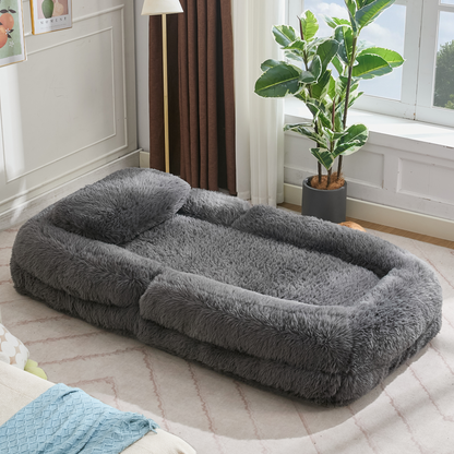 [NEW ARRIVED] [VIDEO PROVIDED] Human Dog Bed,Lazy Sofa,5-Position Adjustable Convertible,Floor Gaming Chair,bedroom, living room,Suitable for gaming, meditation,relaxation,Plush Fabric,Dark Gray