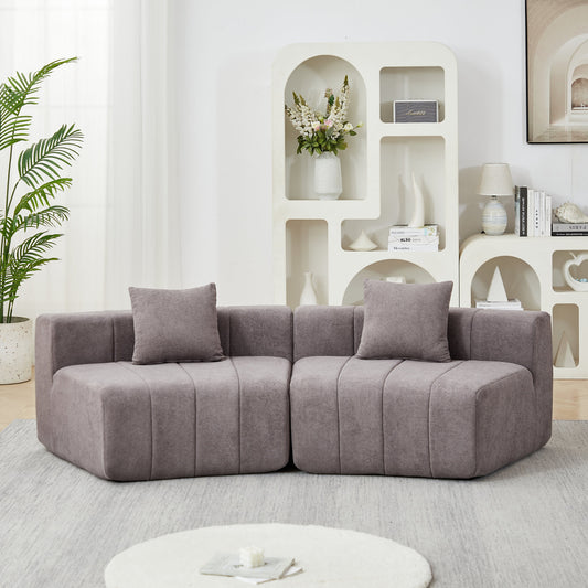 Chenille curved sectional sofa with 2 pillows,Curved Symmetrical Modular Semi Circular Sofa Sectional for bedroom, living room, office for leisure or nap, reading room, and lobby