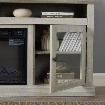 Contemporary TV Media Stand Modern Entertainment Console for TV Up to 65" with Open and Closed Storage Space, Stone Gray