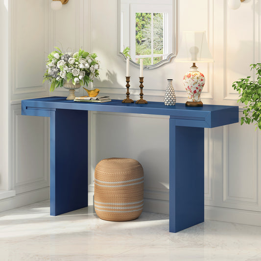 U-Style Large 60-Inch Console Table with Geometric Clean Lines Design,Stylish Entryway Table with Painted Finish and Adjustable Feet,Suitable for Living Room,Entryway,Hallway – Model N711P303209V